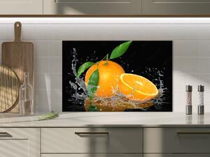 Sklo do kuchyně pomeranč ve vodě na černém - 30 x 60 cm