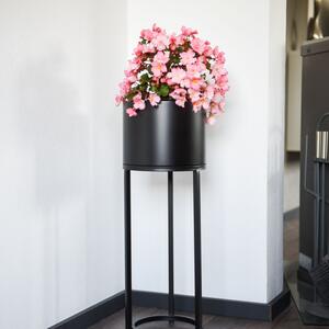 Květináč na vysokých nohách ELEVATE ROUND, ocel, výška 69 cm, černý mat