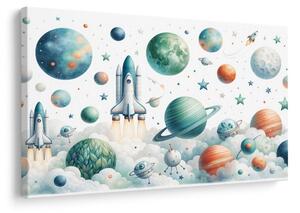Obraz raketa mezi planetami