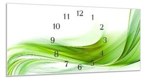Nástěnné hodiny abstraktní zelená vlna 30x60cm - plexi