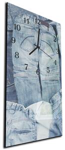 Nástěnné hodiny 30x60cm kalhoty modré jeans - plexi