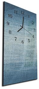 Nástěnné hodiny 30x60cm tkanina modrý jeans - plexi