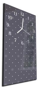 Nástěnné hodiny 30x60cm bílý puntík, tm. šedý podklad - plexi