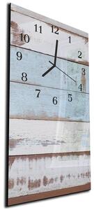 Nástěnné hodiny 30x60cm dřevo modro bílé - plexi