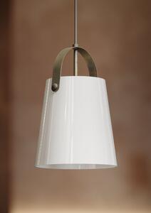 Il Fanale 287.10.OOB Bell, závěsné svítidlo v kombinaci antické mosazi a bílého skla, 2x15W LED E27, prům. 2x21cm