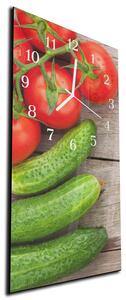Nástěnné hodiny zelenina okurek, rajče 30x60cm - plexi