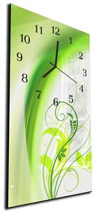 Nástěnné hodiny 30x60cm abstraktní zelený list trávy - plexi