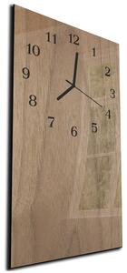 Nástěnné hodiny 30x60cm dekor dřevo dub - kalené sklo