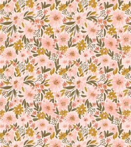 Obrazová tapeta s květinami a listy, růžová, zelená, 159630, Floral Fever, Esta Home