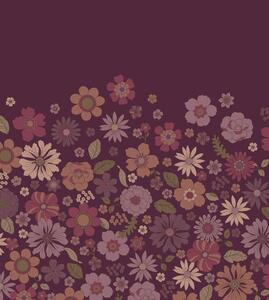 Obrazová tapeta s retro květinovým vzorem, fialová, 159590, Floral Fever, Esta Home