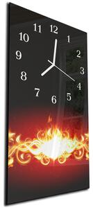 Nástěnné hodiny 30x60cm abstraktní oheň černý podklad - plexi
