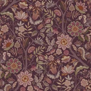 Tapeta s vintage květinových vzorem, purpurová fialová, 131336, Floral Fever, Esta Home