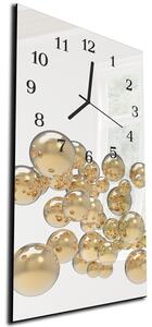 Nástěnné hodiny 30x60cm zlaté bubliny bílý podklad - plexi