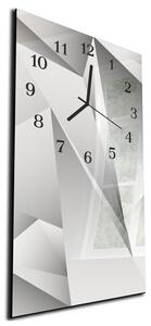 Nástěnné hodiny 30x60cm sv. šedá geometrická abstrakce - kalené sklo