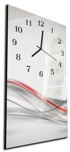 Nástěnné hodiny 30x60cm světle šedá vlna červený detail - plexi