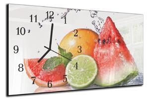 Nástěnné hodiny ovoce meloun, grep, limetka 30x60cm - plexi