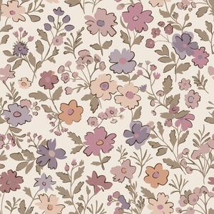 Dětská tapeta s květinami, růžová, fialová, 131323, Floral Fever, Esta Home