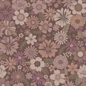 Tapeta s retro květinovým vzorem, fialová, růžová, 131135, Floral Fever, Esta Home