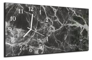 Nástěnné hodiny 30x60cm abstraktní černý mramor - plexi