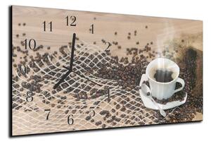 Nástěnné hodiny 30x60cm bílý šálek s kávou - plexi