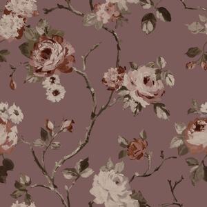 Tapeta s vintage květinovým vzorem, fialová, 131127, Floral Fever, Esta Home