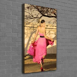 Vertikální Foto obraz na plátně Žena v růžovém ocv-70391019