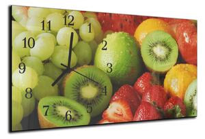 Nástěnné hodiny čerstvé omyté ovoce 30x60cm - kalené sklo