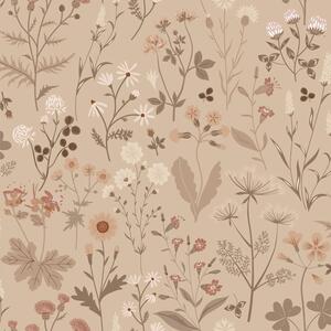 Tapeta s lučními květinami, béžová, 139840, Floral Fever, Esta Home