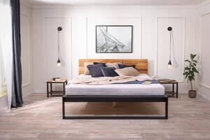 Železná postel Tara 160×200 v kombinaci masivní dub a kov