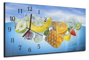Nástěnné hodiny mix ovoce, modrá hladina 30x60cm - plexi
