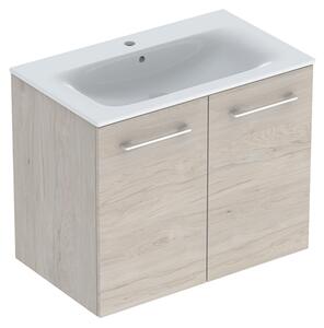 Geberit Selnova Square - Umyvadlová skříňka 635x788x480 mm, s umyvadlem, 2 dvířka, světlý ořech hickory 501.259.00.1