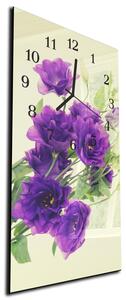 Nástěnné hodiny fialový květ smetanové pozadí 30x60cm - plexi