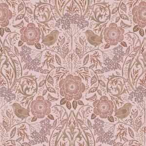 Tapeta s květinami a ptáky, růžová, 139830, Floral Fever, Esta Home