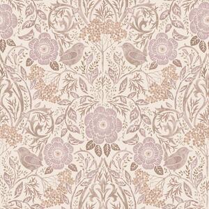 Tapeta s květinami a ptáky, béžová, 139829, Floral Fever, Esta Home