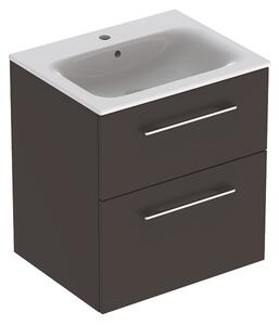Geberit Selnova Square - Umyvadlová skříňka 635x588x480 mm, s umyvadlem, 2 zásuvky, lávová mat 501.237.00.1