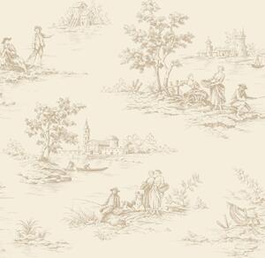 Tapeta s motivem Toile de Jouy, béžová, 139811, Floral Fever, Esta Home