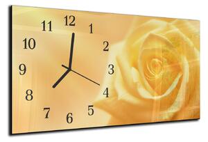 Nástěnné hodiny květ žlutá růže 30x60cm - plexi