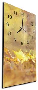 Nástěnné hodiny 30x60cm žluté podzimní listí - plexi