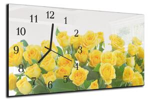 Nástěnné hodiny kytice žluté růže 30x60cm - plexi