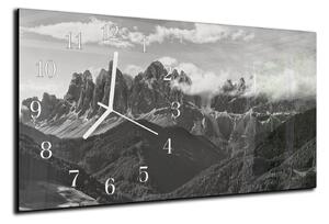 Nástěnné hodiny 30x60cm černobílé hory - plexi