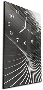 Nástěnné hodiny 30x60cm černé bílý abstrakt - plexi