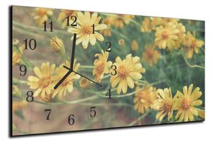 Nástěnné hodiny květy žluté kopretiny 30x60cm - plexi