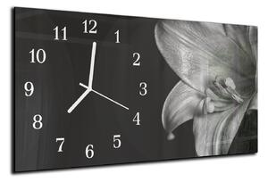 Nástěnné hodiny černobílý květ lilie 30x60cm - plexi