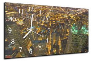 Nástěnné hodiny 30x60cm noční Chicago mrakodrapy - plexi