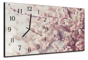 Nástěnné hodiny 30x60cm - jarní třešňové květy - plexi
