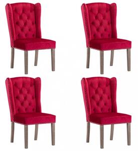 Jídelní židle 4 ks samet / kaučukovník Dekorhome Růžová