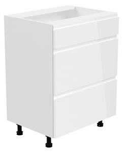 Kuchyňská skříňka dolní šuplíková široká ASPEN D60S3, 60x82x47, bílá/šedá lesk