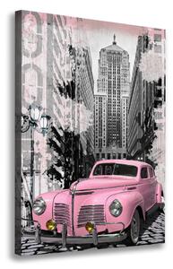 Vertikální Vertikální Foto obraz na plátně do obýváku Růžové auto ocv-71205582