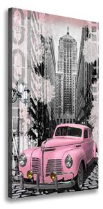 Vertikální Vertikální Foto obraz na plátně do obýváku Růžové auto ocv-71205582