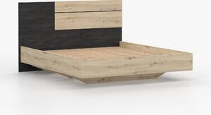 Manželská postel 160 cm Barca (dub artisan + borovice norská černá)